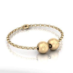 9ct Gold Double Boob Bead on Belcher Bracelet