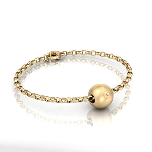 9ct Gold Single Boob Bead on Belcher Bracelet