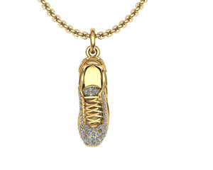 9ct Gold Diamond Set Running Shoe pendant on chain